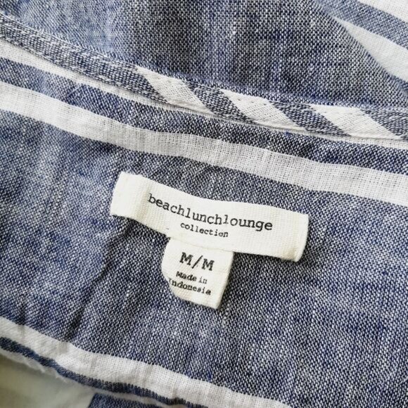 BEACH LUNCH LOUNGE | Linen Cotton Blend Stripped Mini Dress Mini Sz M - Picture 10 of 12